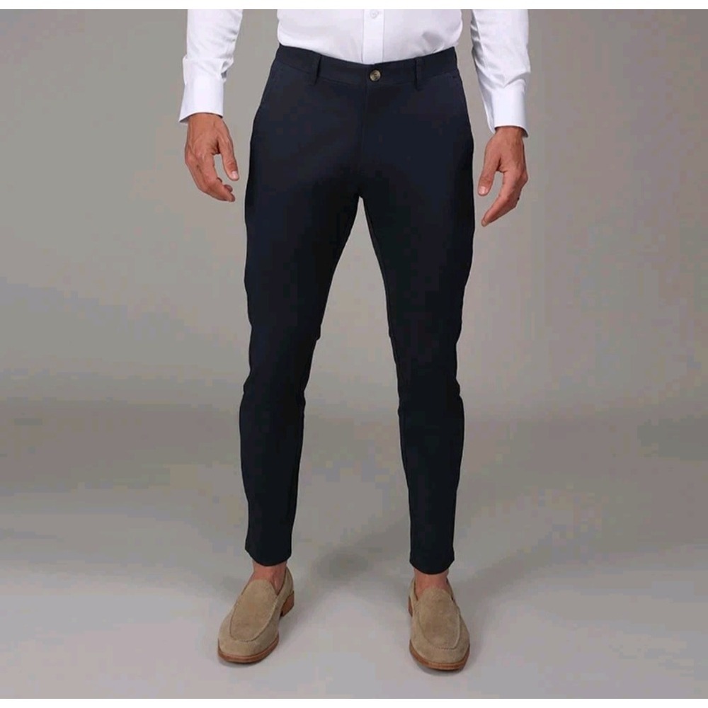NWT Collars and Co CEO Chino Classic Pocket Cotton Stretch Pants Navy 32x34 - Picture 1 of 7